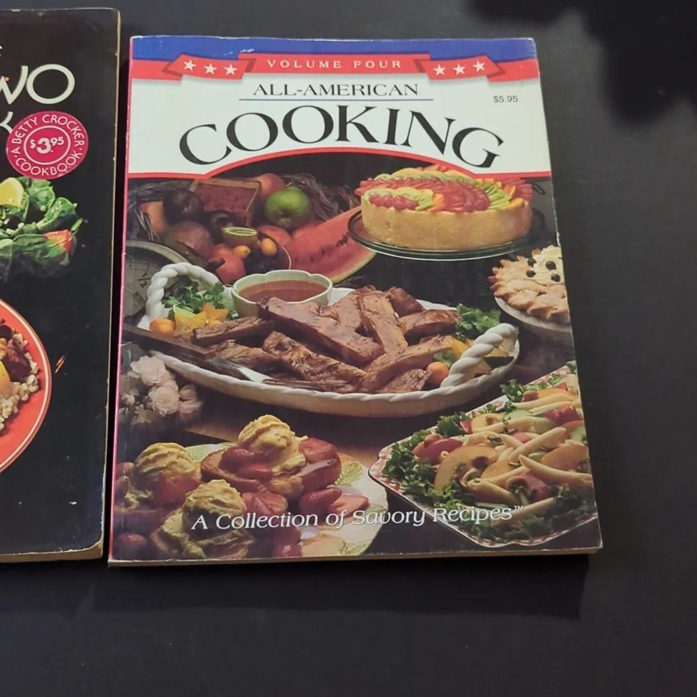 2 Cookbooks All American Cooking 1997 Betty Crocker’s Dinner for Two 1983